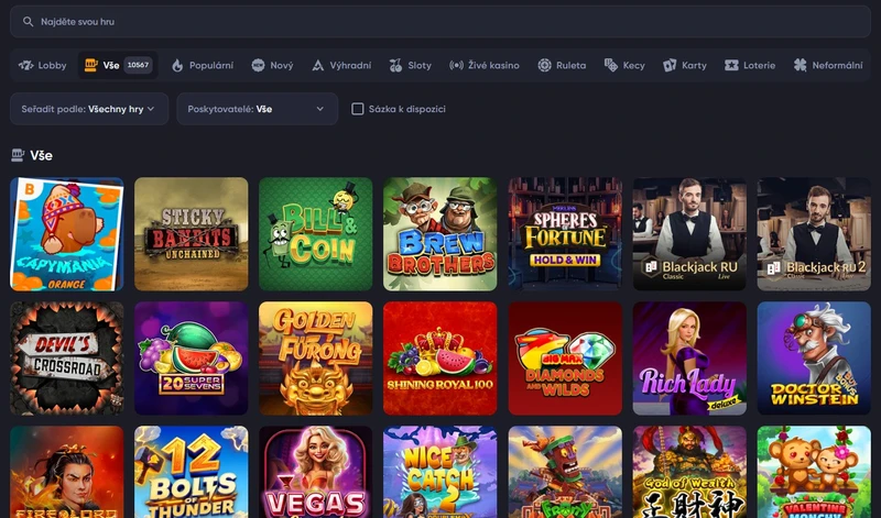 Hazardní hry Spinarium Casino