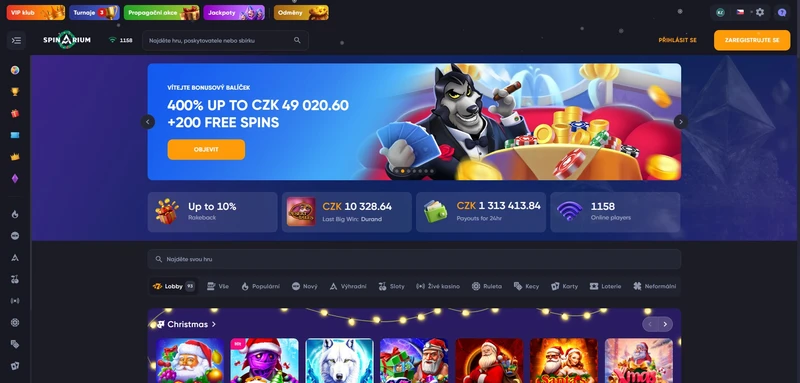 Přehled oficiálních stránek Spinarium Casino