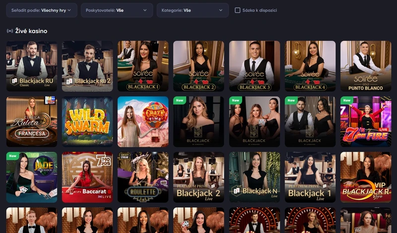 Živé casino v Spinarium casino